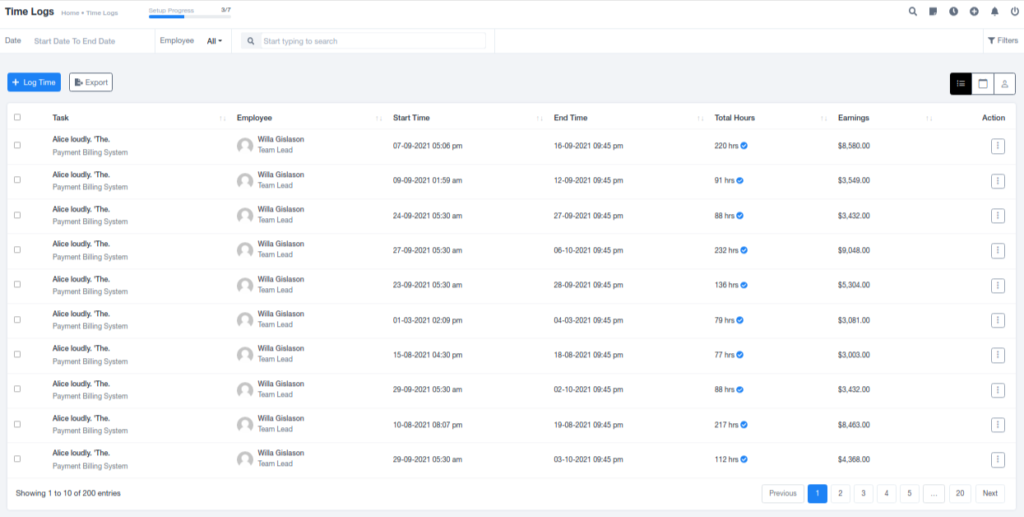 time logs